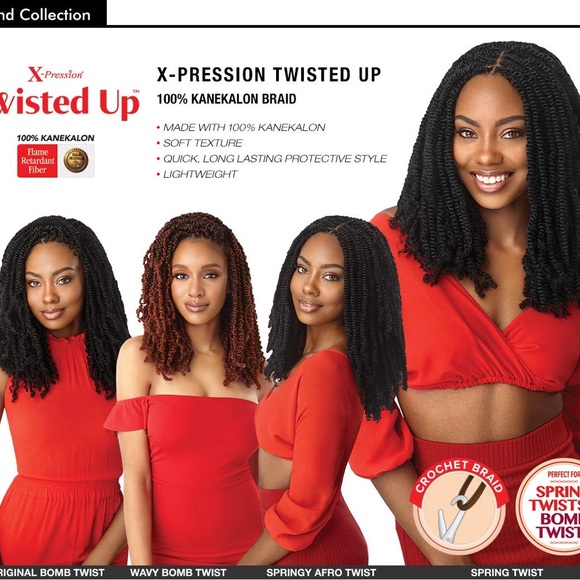 NWT Outre Crochet Braids X-Pression Twisted Up 3X Springy Afro Twist 16" 3 packs - Picture 5 of 7